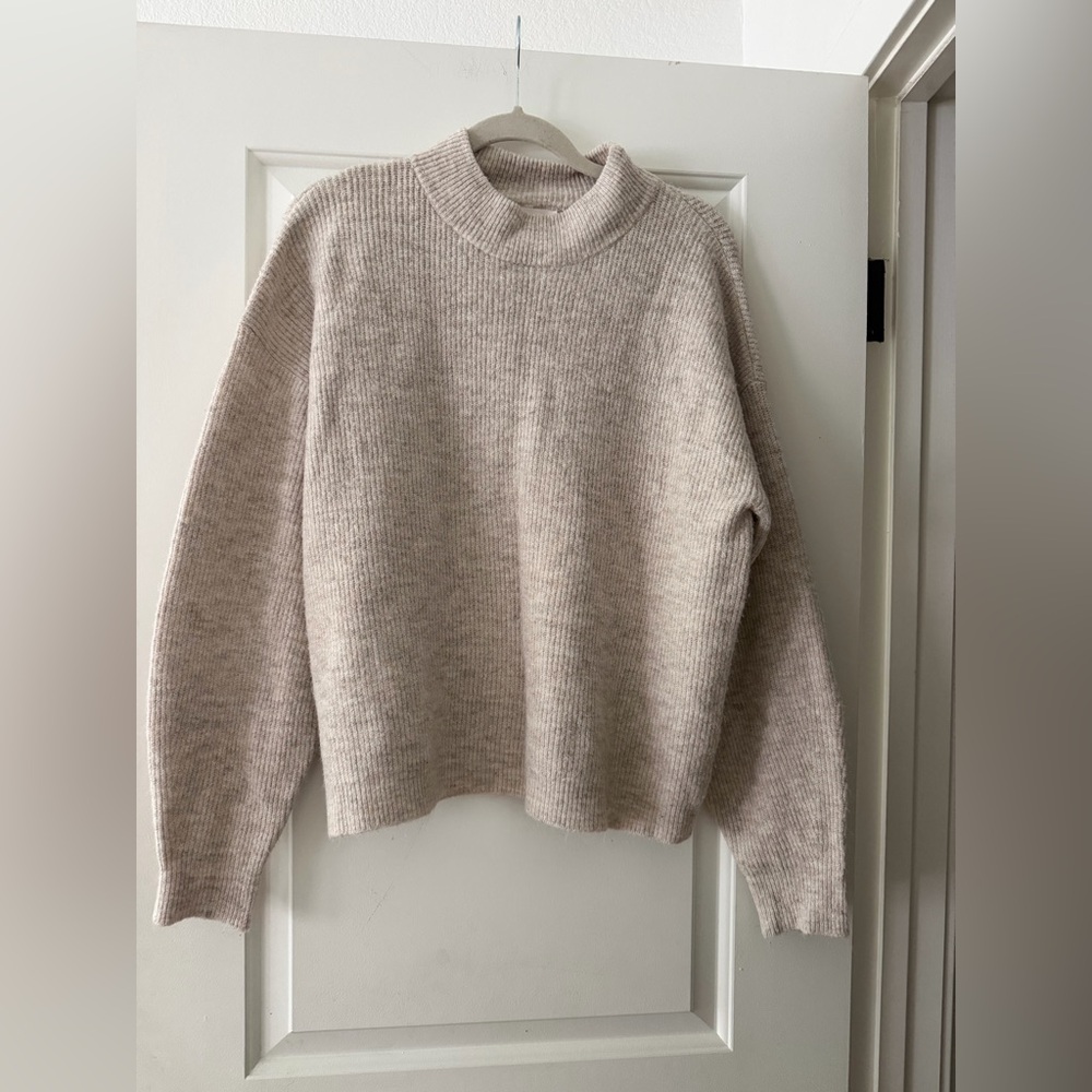 Leith Mock Neck Balloon/ Bubble Sleeve Sweater